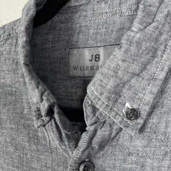Jhane Barnes JB Workshop Mens 15.5 Gray Linen Cotton Button Down Shirt - Picture 3 of 9